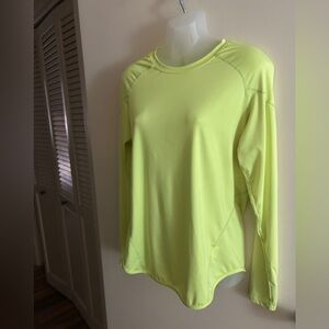 Neon Yellow Long Sleeve Jersey Top Sz L Womens​